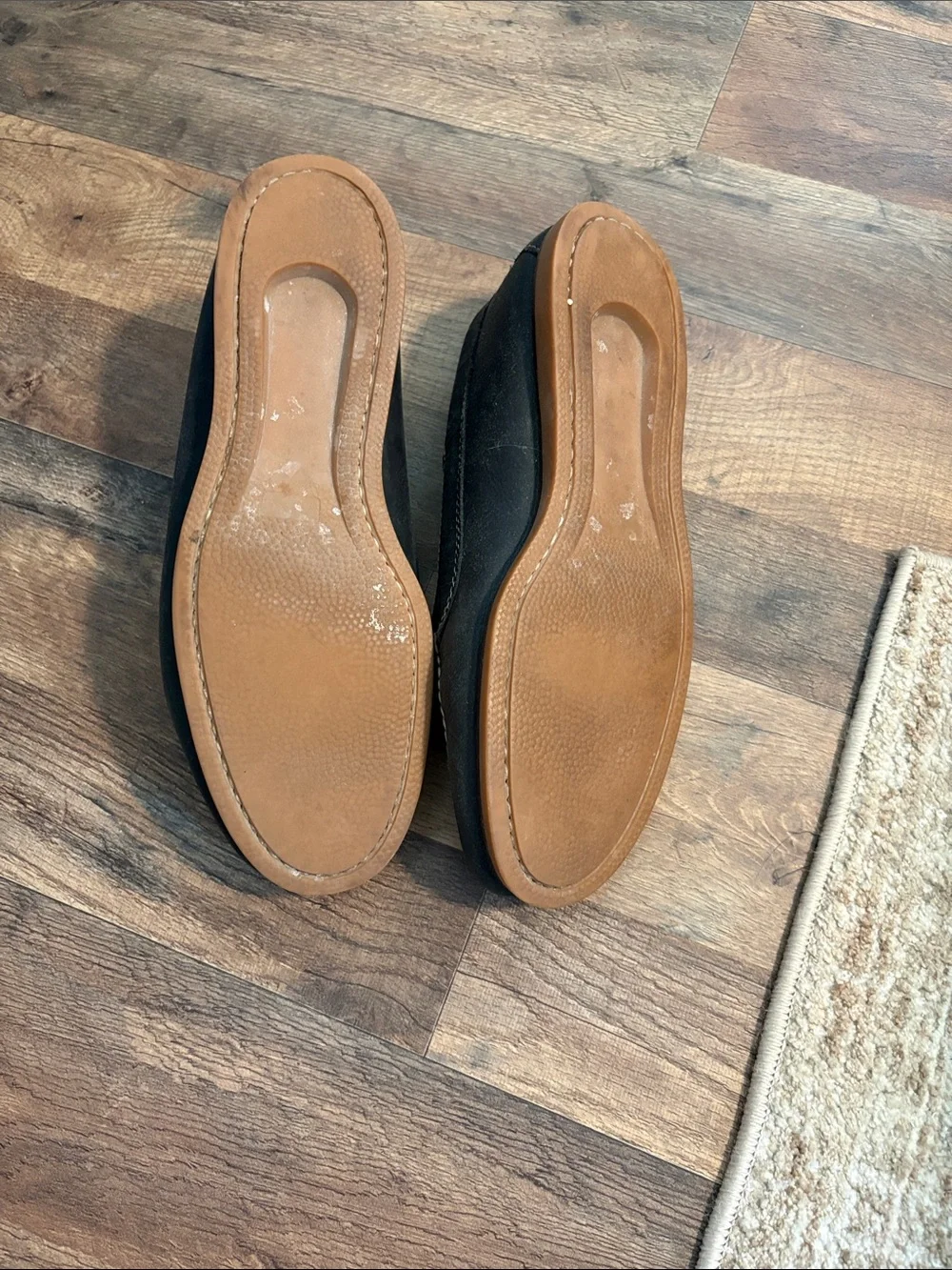 LL Bean Men’s Black Leather Mock Boat Shoes -Size 11.5